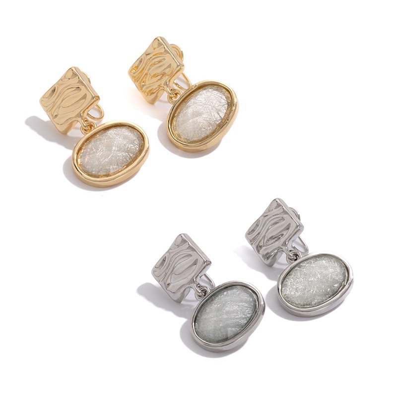 Retro Pleated Texture Square Earrings, Fashionable Commuting Transparent Earrings