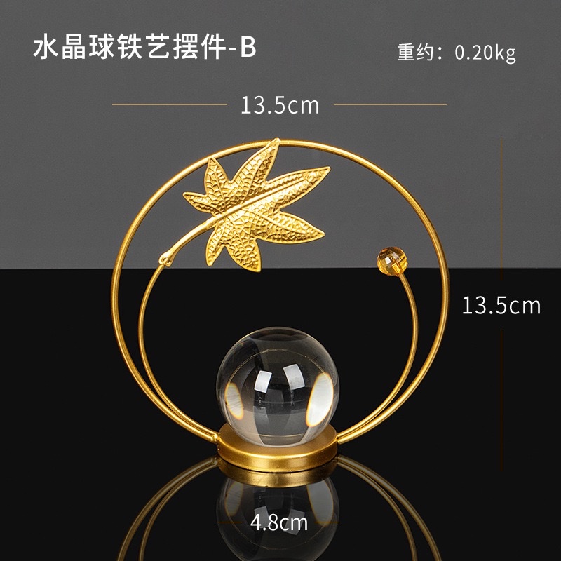 Iron ginkgo leaf crystal ball small decorative item for home decoration handicrafts Specification image