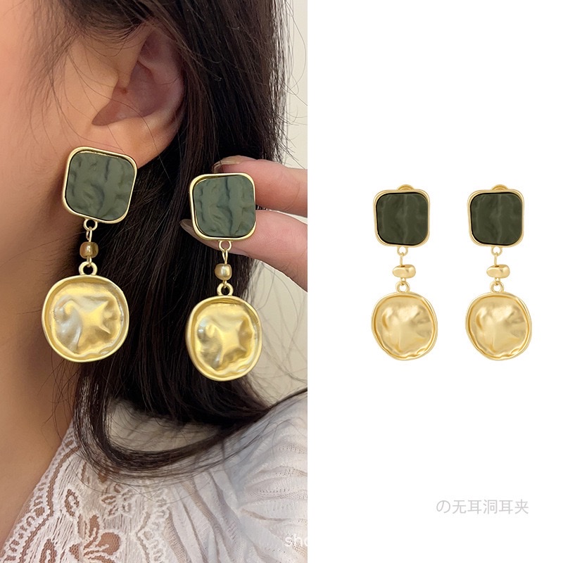 Ear-Piercing, European And American Design, Color-Blocking Pleated Geometric Earrings, Retro, Elegant, Unique And Creative Mosquito Coil Tray Specification drawing