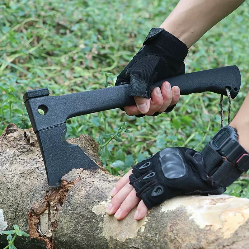 Outdoor multi-functional camping tactical axe, mountain-cutting, woodcutting, fire-fighting axe, vehicle-mounted camping, woodworking multi-purpose waist axe Item Picture