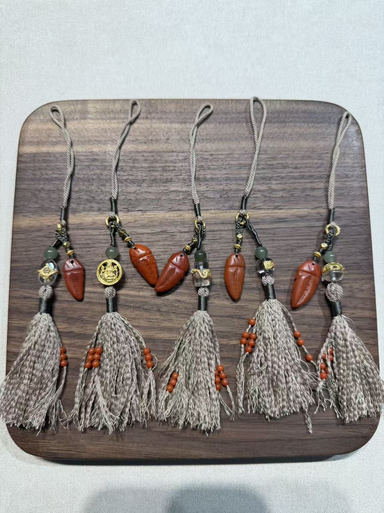 【一妃聚宝】纯手工DlY编绳流苏设计高级玛瑙银镶手机挂件手机链详情图3