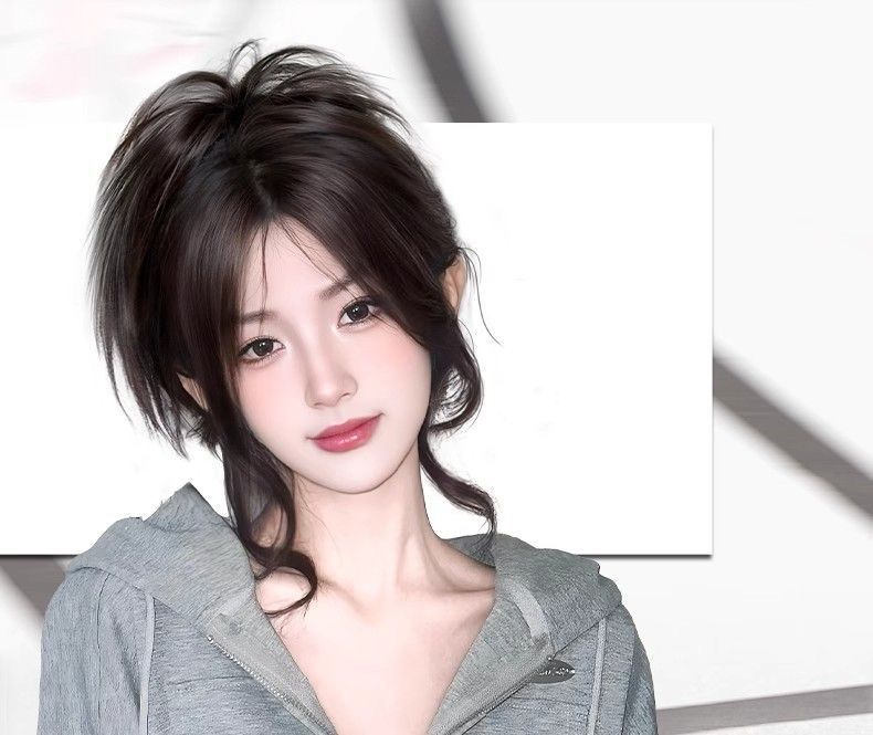 A wig for women, a chicken coop style ponytail, a daily simulation hairstyle for hot girls, a fluffy and natural chicken coop hair, a grab braid detail image 11