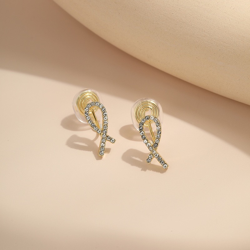 High-End Light Luxury Stud Earrings, Cross-Geometric Full-Diamond Earrings, French-Style Fashionable Earrings, Mosquito-Repellent Incense Plate Ear Clips, No Ear Holes