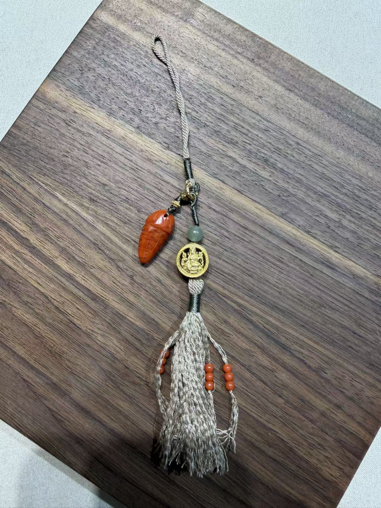 【一妃聚宝】纯手工DlY编绳流苏设计高级玛瑙银镶手机挂件手机链详情图5