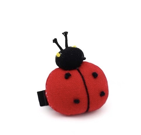 韩国儿童可爱充绒甲壳虫发夹宝宝刘海碎发夹七星瓢虫顶夹手工发饰新年红色发夹新年红色发夹产品图