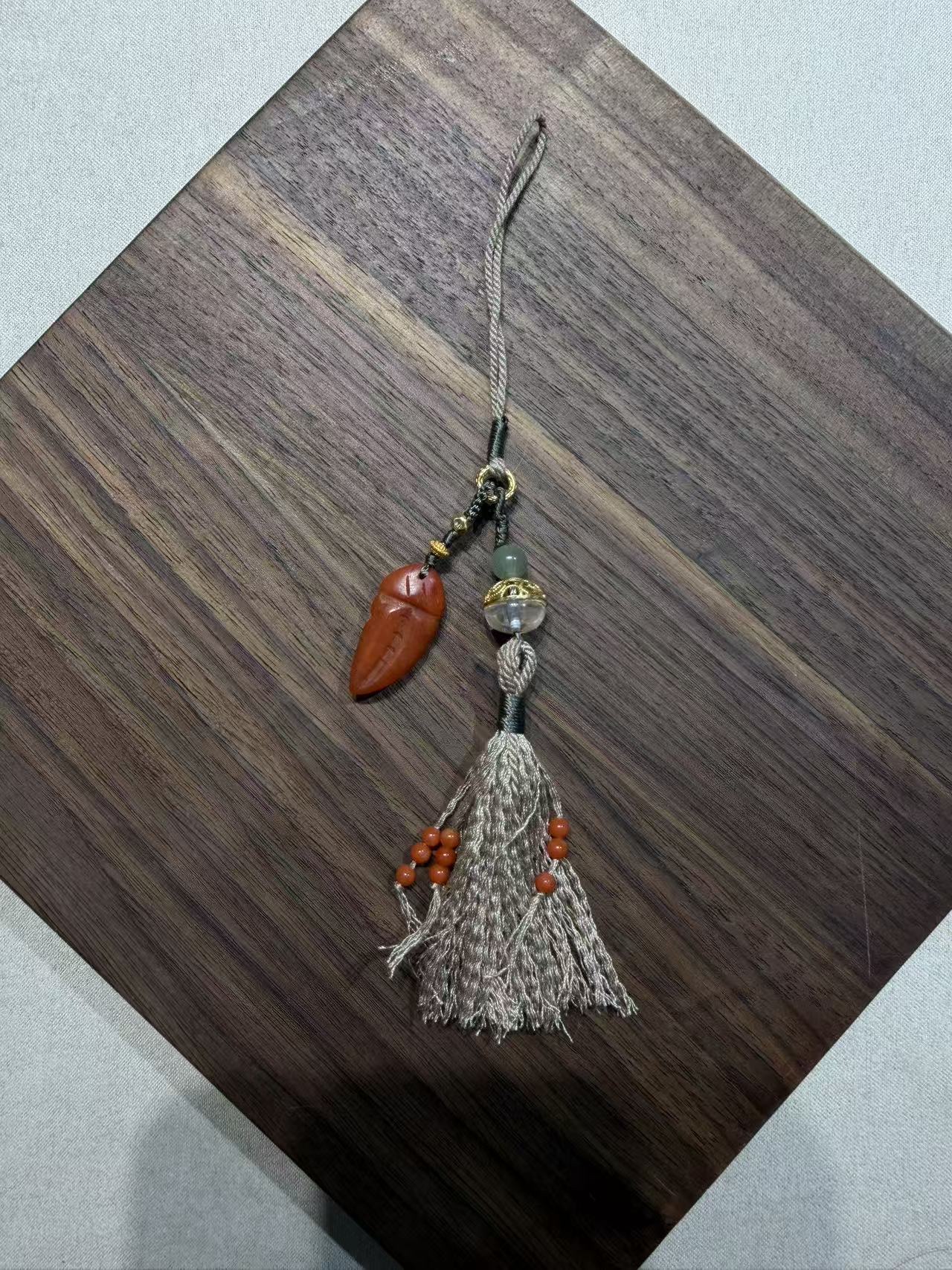 【一妃聚宝】纯手工DlY编绳流苏设计高级玛瑙银镶手机挂件手机链详情图6