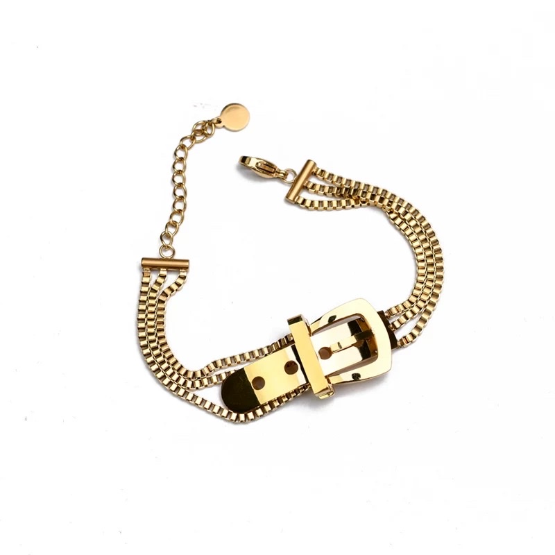 欧美时尚皮带扣钛钢女士手链