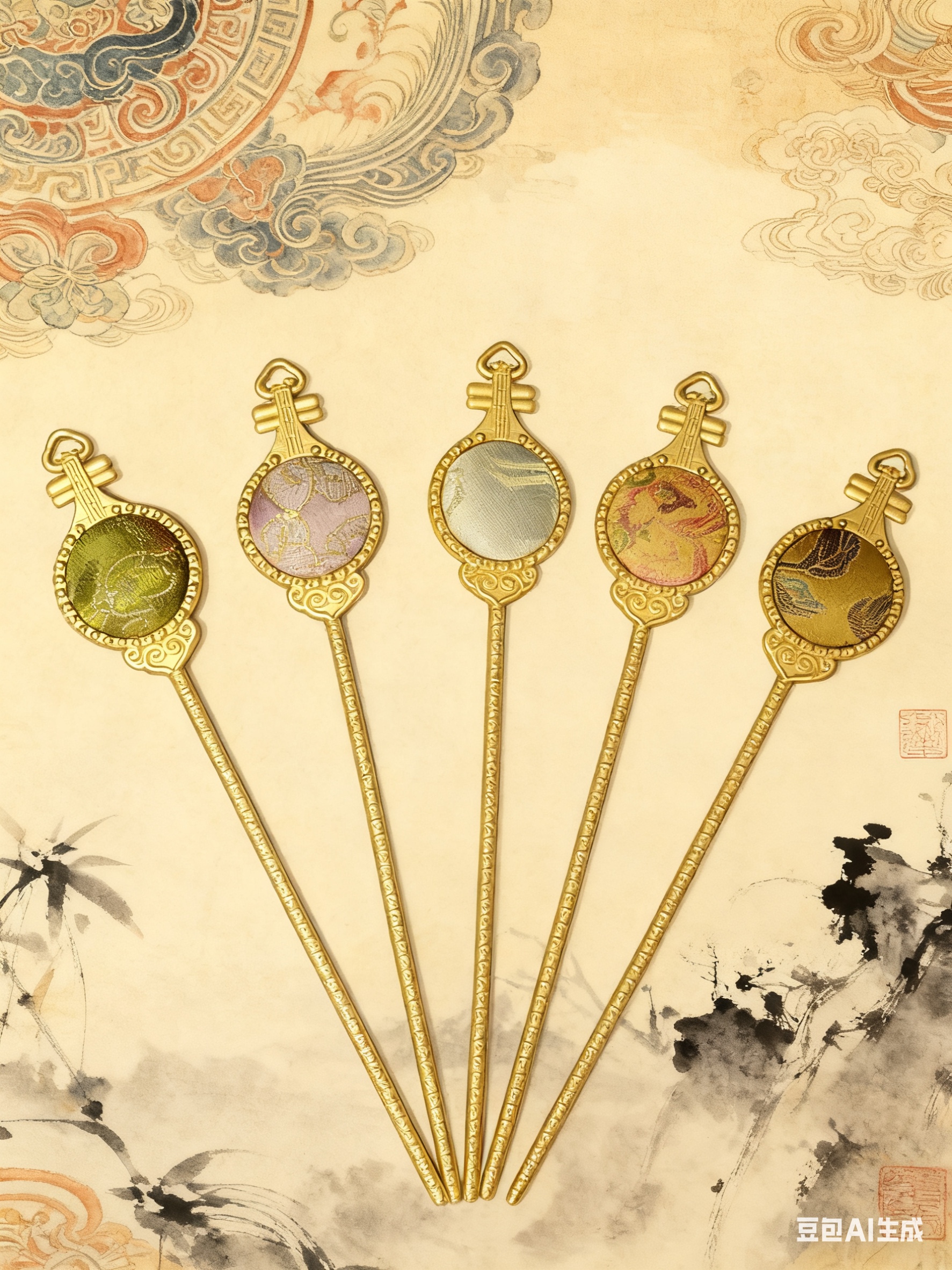 发簪传统手工宋锦头饰发簪子古典发饰发簪簪子宋锦头饰发簪产品图