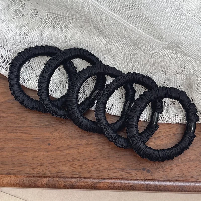 Silk leather band women's hair tie, hair band, hair tie, 2025 new high-elasticity and durable headwear that won't damage hair. Korean-style hair tie, hair tie headwear, women's patchwork Korean version Item Picture