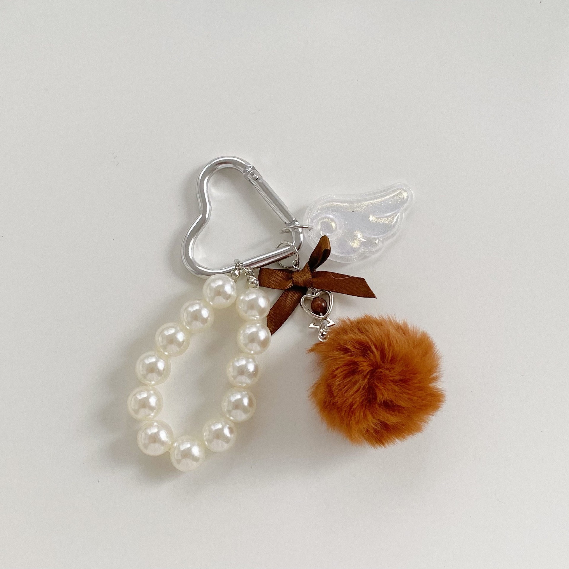 Pearl pom-pom wings, plush cute doll, bag, keychain, keychain detail image 7