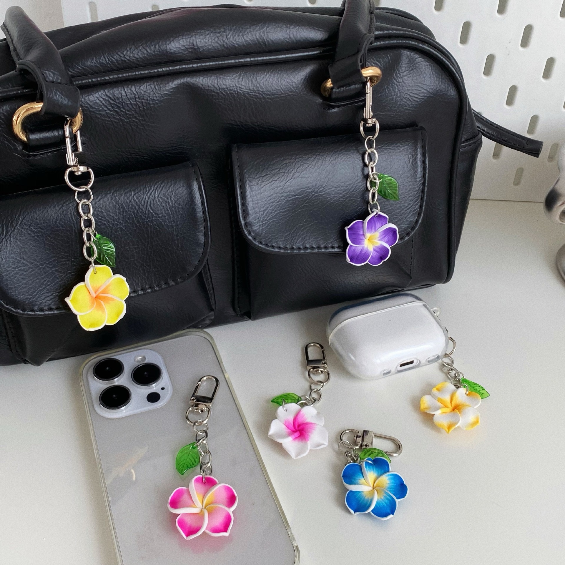 Sunflower, fresh and sweet, frangipani, key bag, pendant, keychain detail image 11