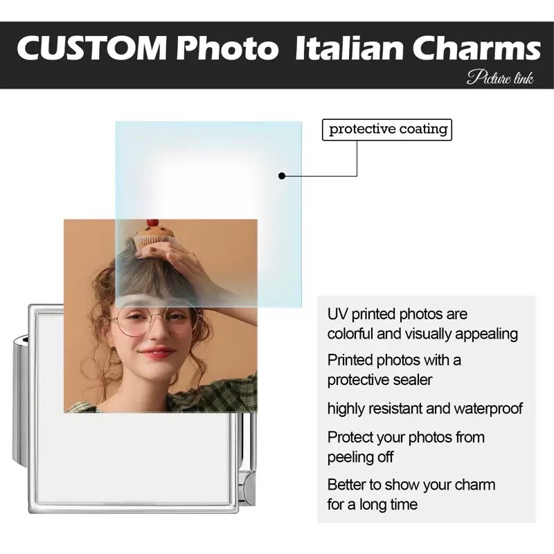 Module Charm Bracelet, stainless steel DIY Photo, Custom custom, handcrafted Diy personalized module accessory, accessory, fashionable jewelry, private custom bracelet, stainless steel, non-fading, Amazon Hot Seller, cross-border stock Specification image