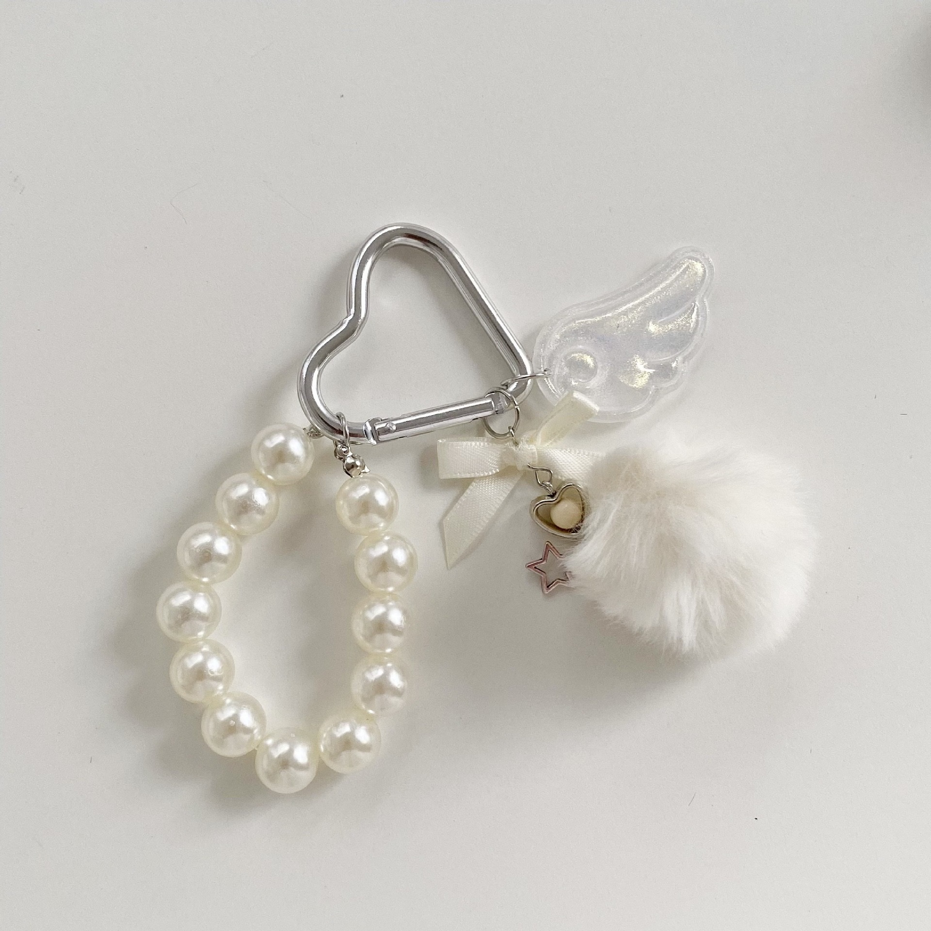 Pearl pom-pom wings, plush cute doll, bag, keychain, keychain detail image 4