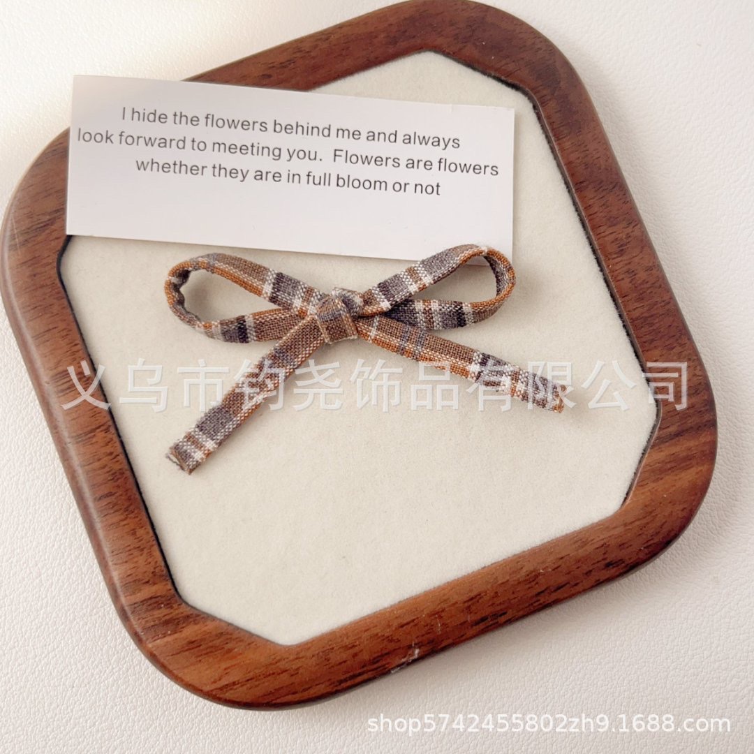 新款韩系彩色格纹蝴蝶结发夹布艺马尾发圈宝宝甜美装饰饰品配件详情图13