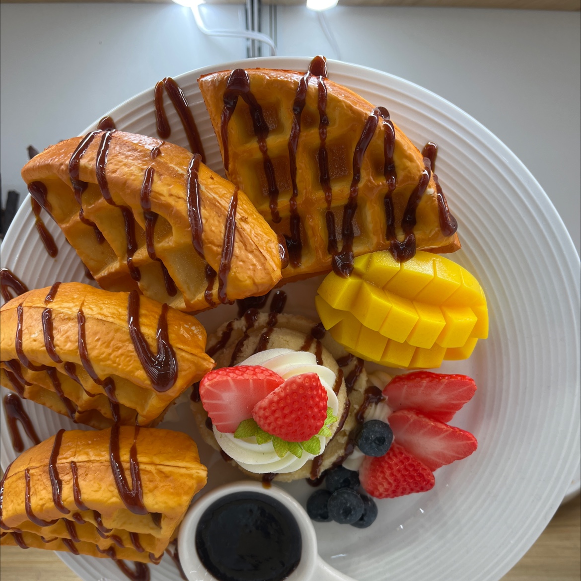 华夫仿真创意潮流 模型  仿真餐盘摆件家居创意潮流模型