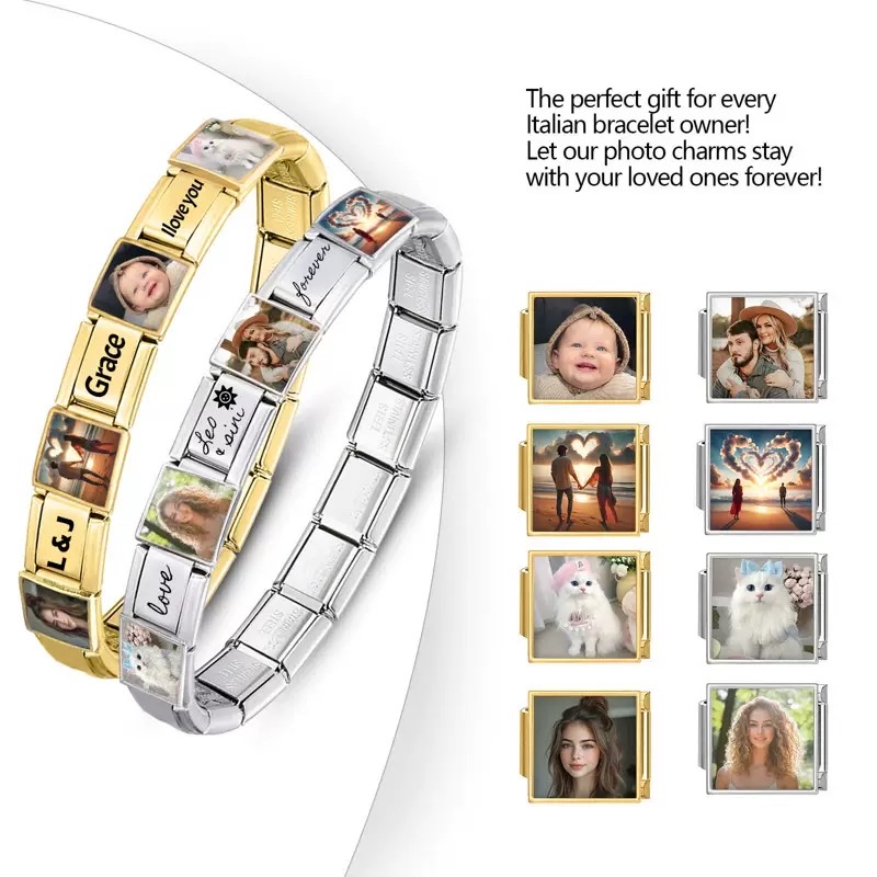 Module Charm Bracelet, stainless steel DIY Photo, Custom custom, handcrafted Diy personalized module accessory, accessory, fashionable jewelry, private custom bracelet, stainless steel, non-fading, Amazon Hot Seller, cross-border stock detail image 5