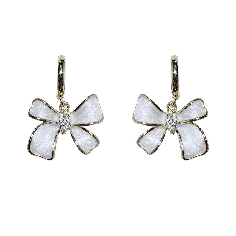 Fashionable stud earrings, oil-dripping bow earrings, versatile stud accessories for women, trendy earring accessories Item Picture