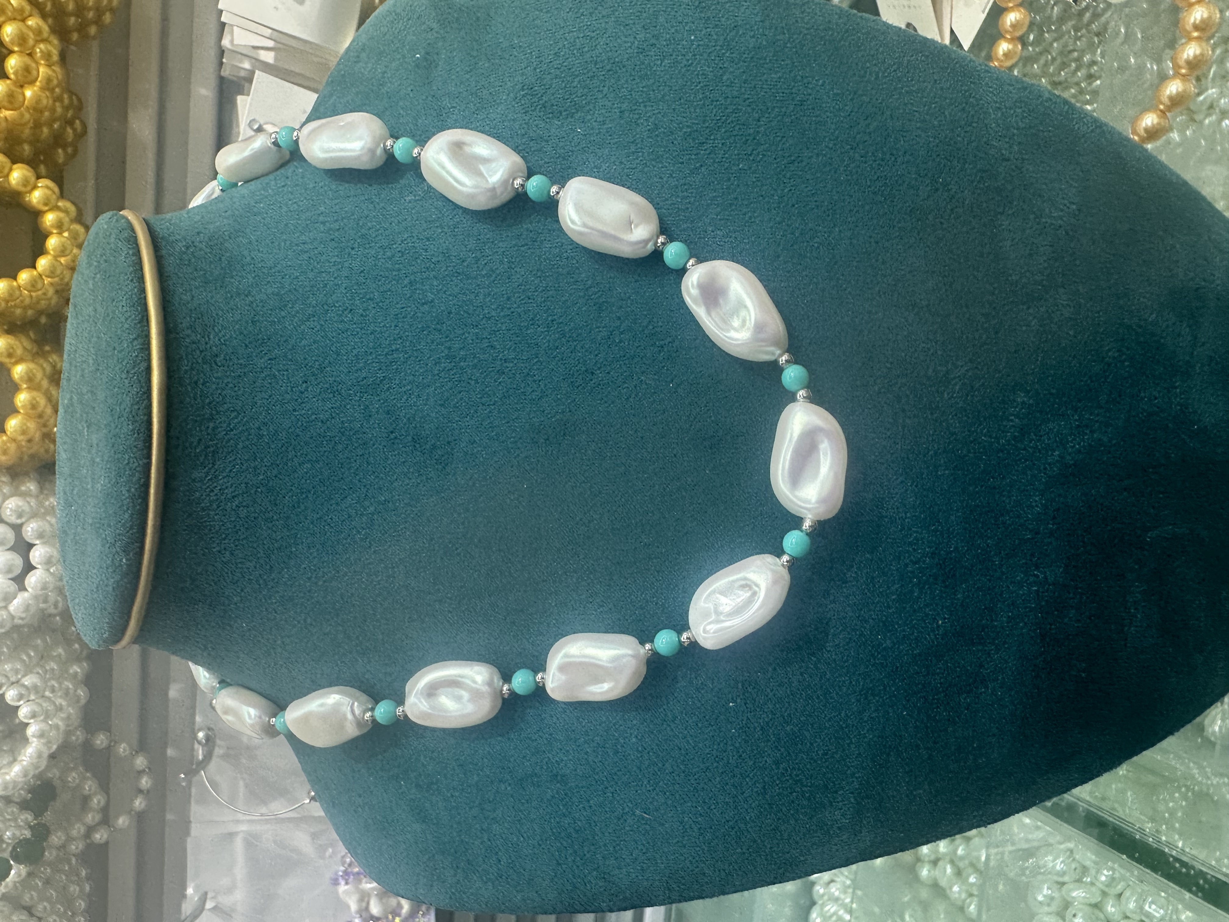 巴洛克异形水晶玻璃珍珠，时尚流行款，流行色系珍珠项链。大昌珠宝A0002项链