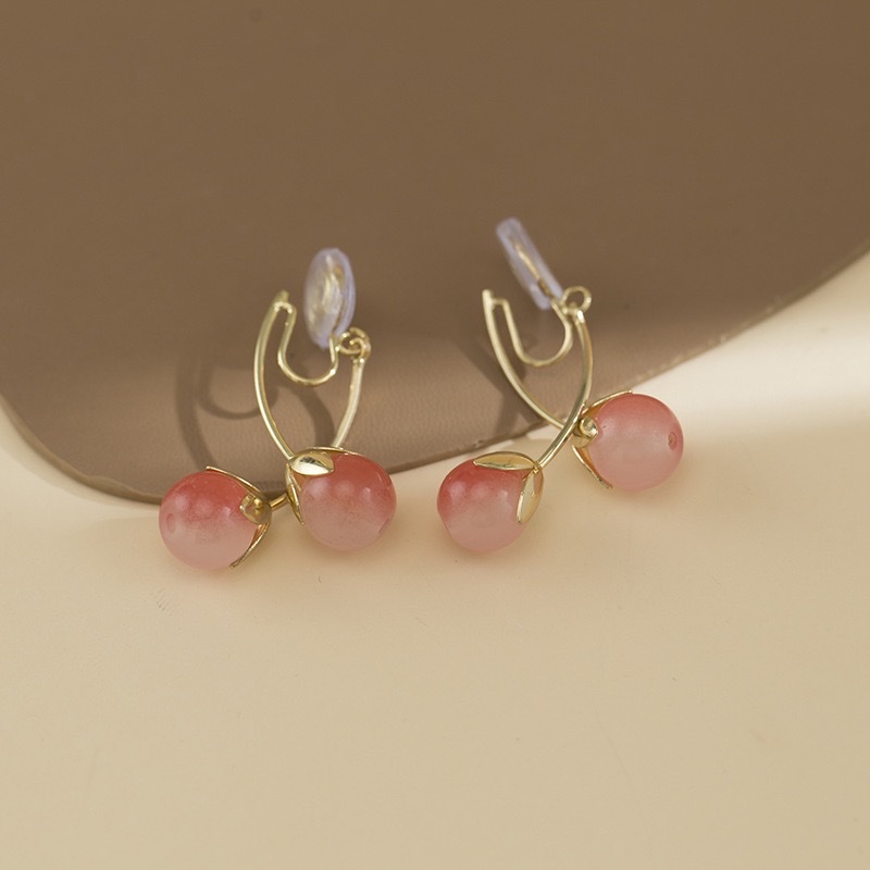 Super Sweet And Ethereal Pink Cherry Tomato Earrings, Long Earrings With A Unique Design Sense Application Scenario
