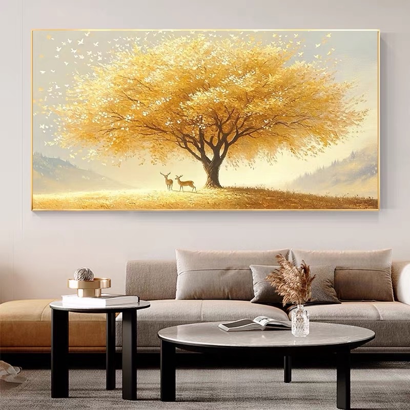 手绘油画中堂挂画装饰画客厅壁画艺术品现代简约风格