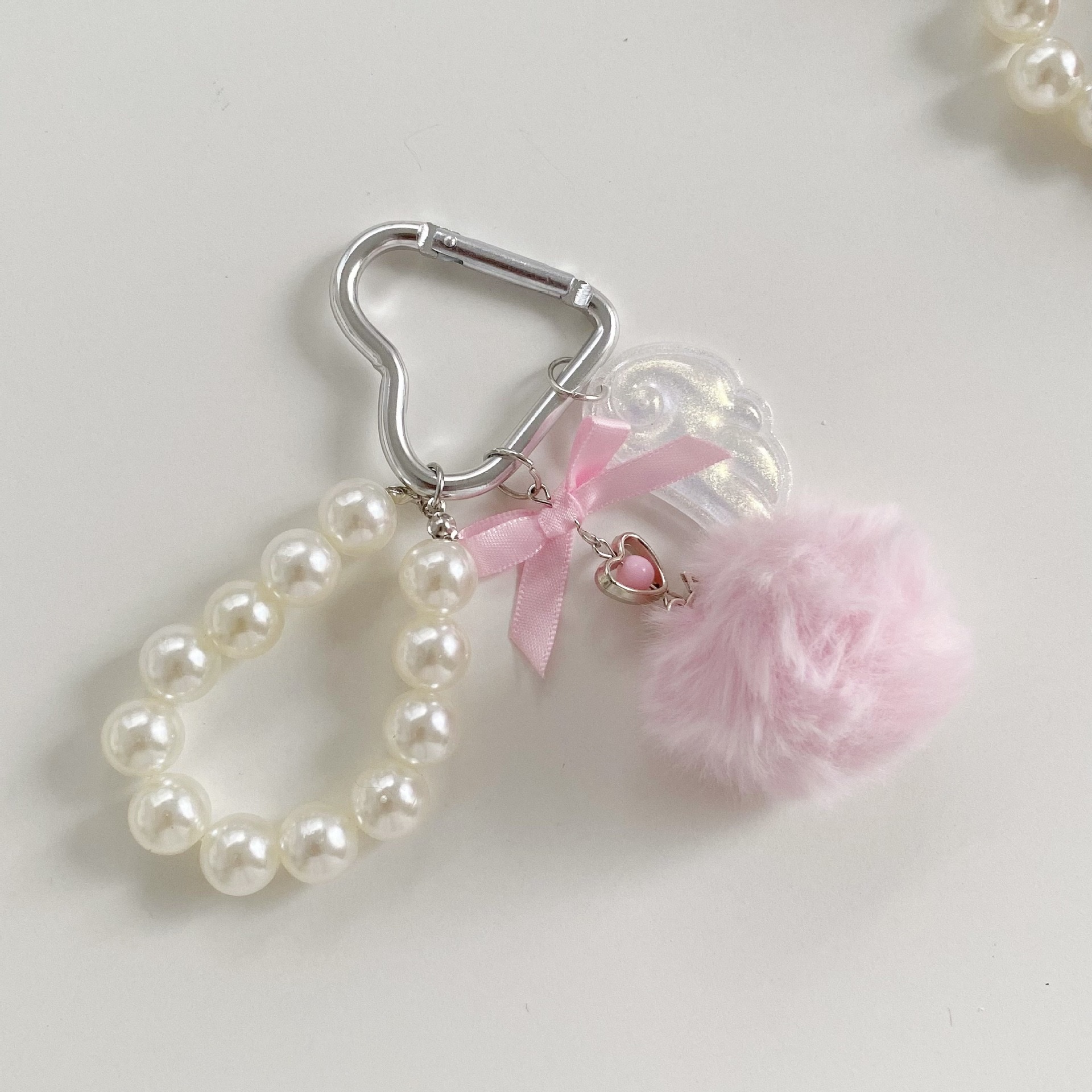 Pearl pom-pom wings, plush cute doll, bag, keychain, keychain detail image 5