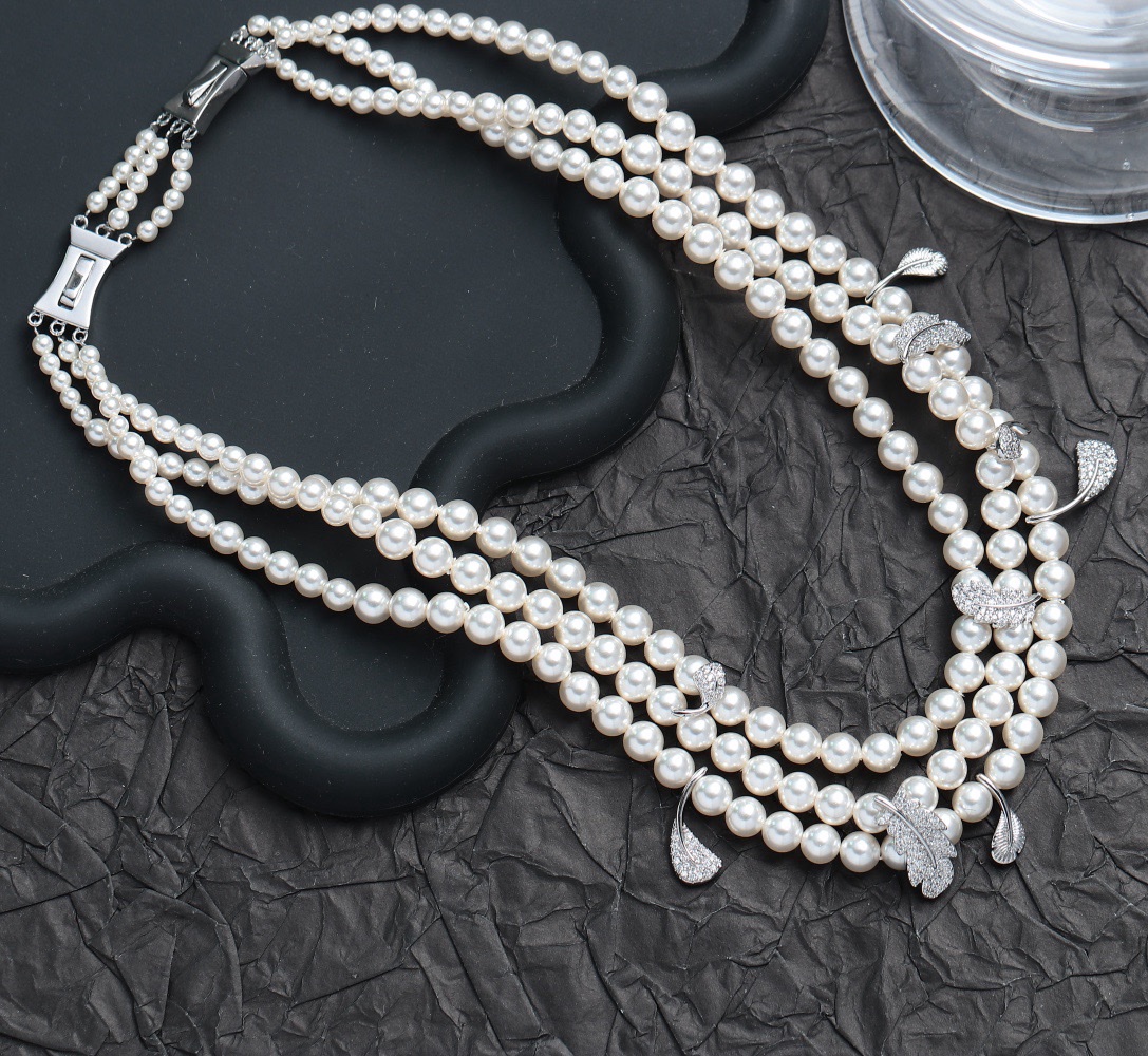 不锈钢珍珠水钻瓜链项链时尚简约女款首饰配饰百搭潮流