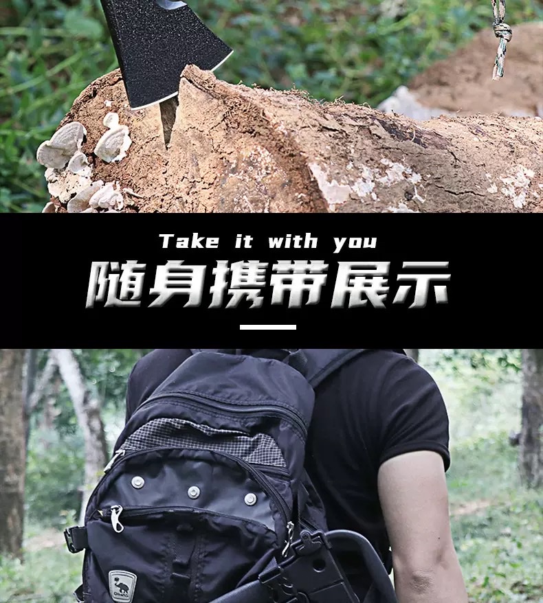 Outdoor multi-functional camping tactical axe, mountain-cutting, woodcutting, fire-fighting axe, vehicle-mounted camping, woodworking multi-purpose waist axe detail image 8