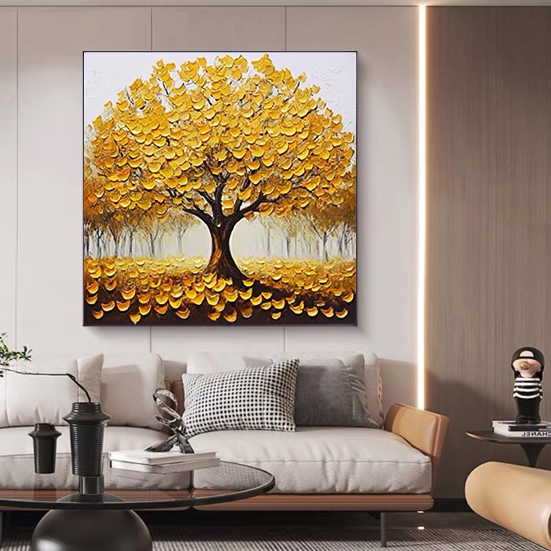 手绘油画中堂挂画装饰画客厅壁画艺术画现代简约风格家居装饰品油画手绘油画挂画装饰画