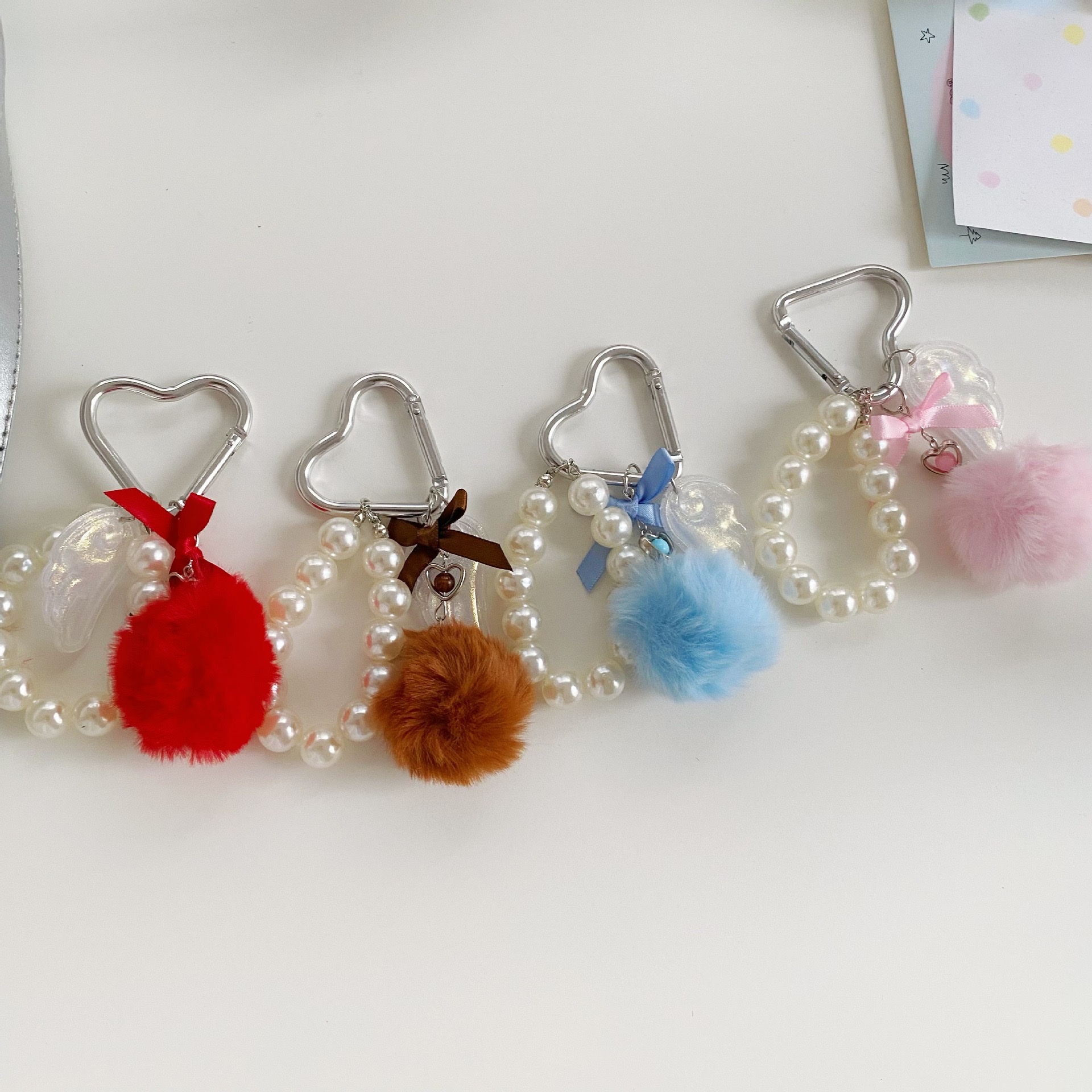 Pearl pom-pom wings, plush cute doll, bag, keychain, keychain detail image 2