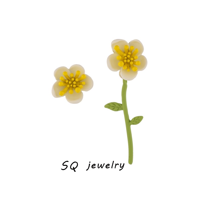 Fashionable And Fresh Flower Earrings For Women, Asymmetrical Japanese Stud Earrings, Forest-Style Earrings, Mosquito Repellent Trays, No Ear Holes, Ear Clips For Women Specification drawing