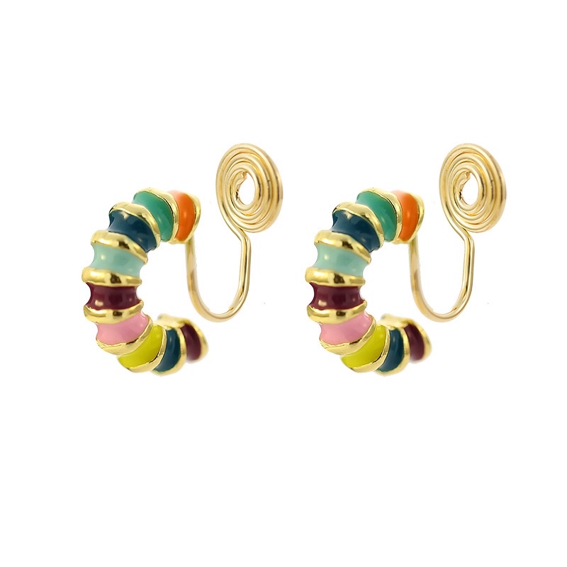 Everyday Small, Simple And Elegant C-Shaped Colored Earrings, Unique, Niche, Fashionable And Stylish Mosquito Repellent Incense Tray, No Ear Holes, Ear Clips