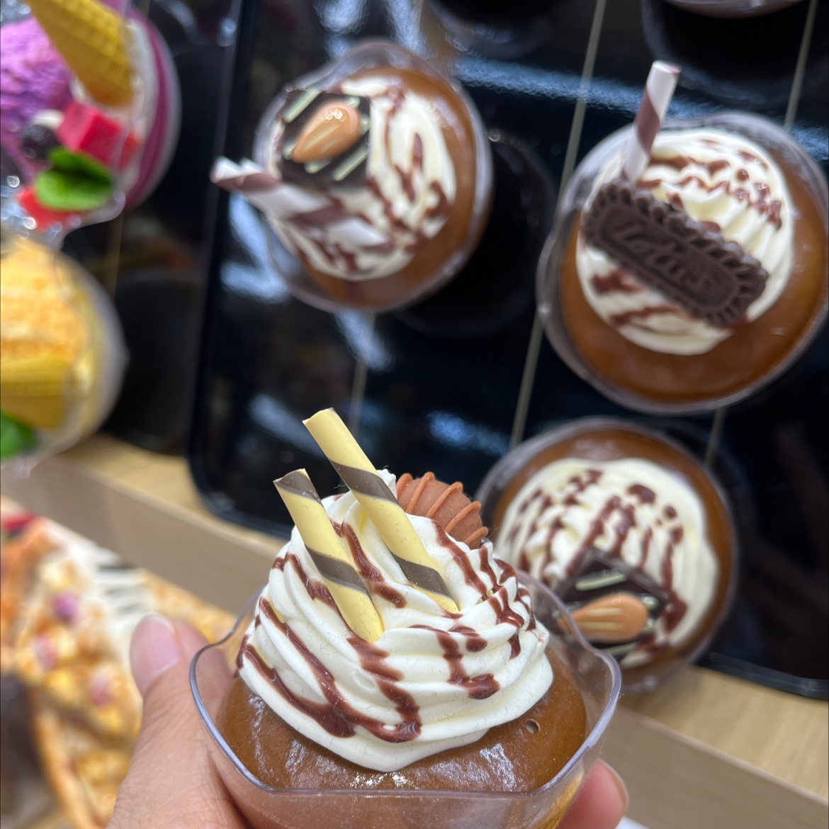 仿真冰箱贴杯 巧克力派 仿真冰箱贴模型 治愈系 创意潮流模型仿真蛋糕产品图