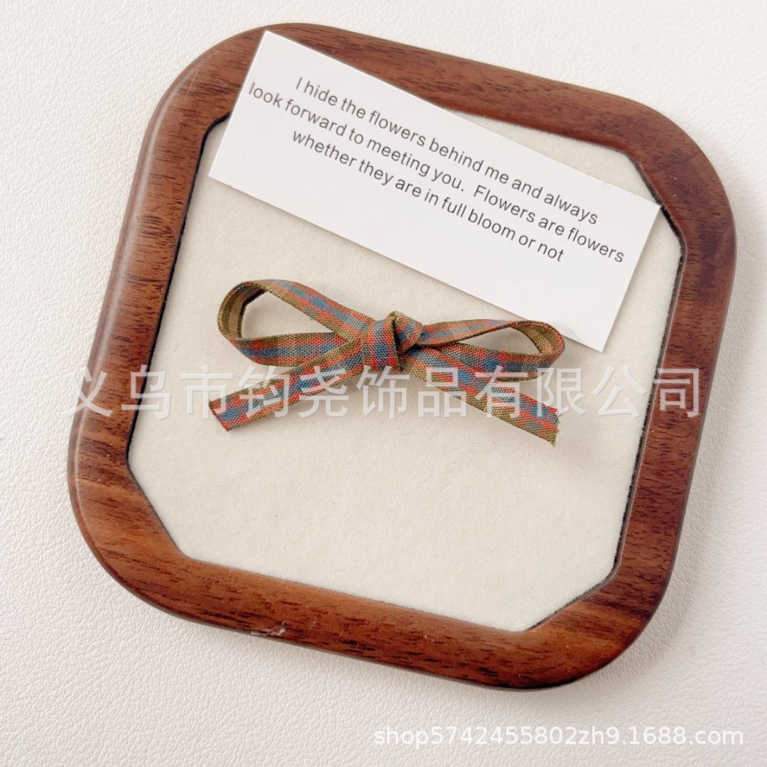 新款韩系彩色格纹蝴蝶结发夹布艺马尾发圈宝宝甜美装饰饰品配件详情图12