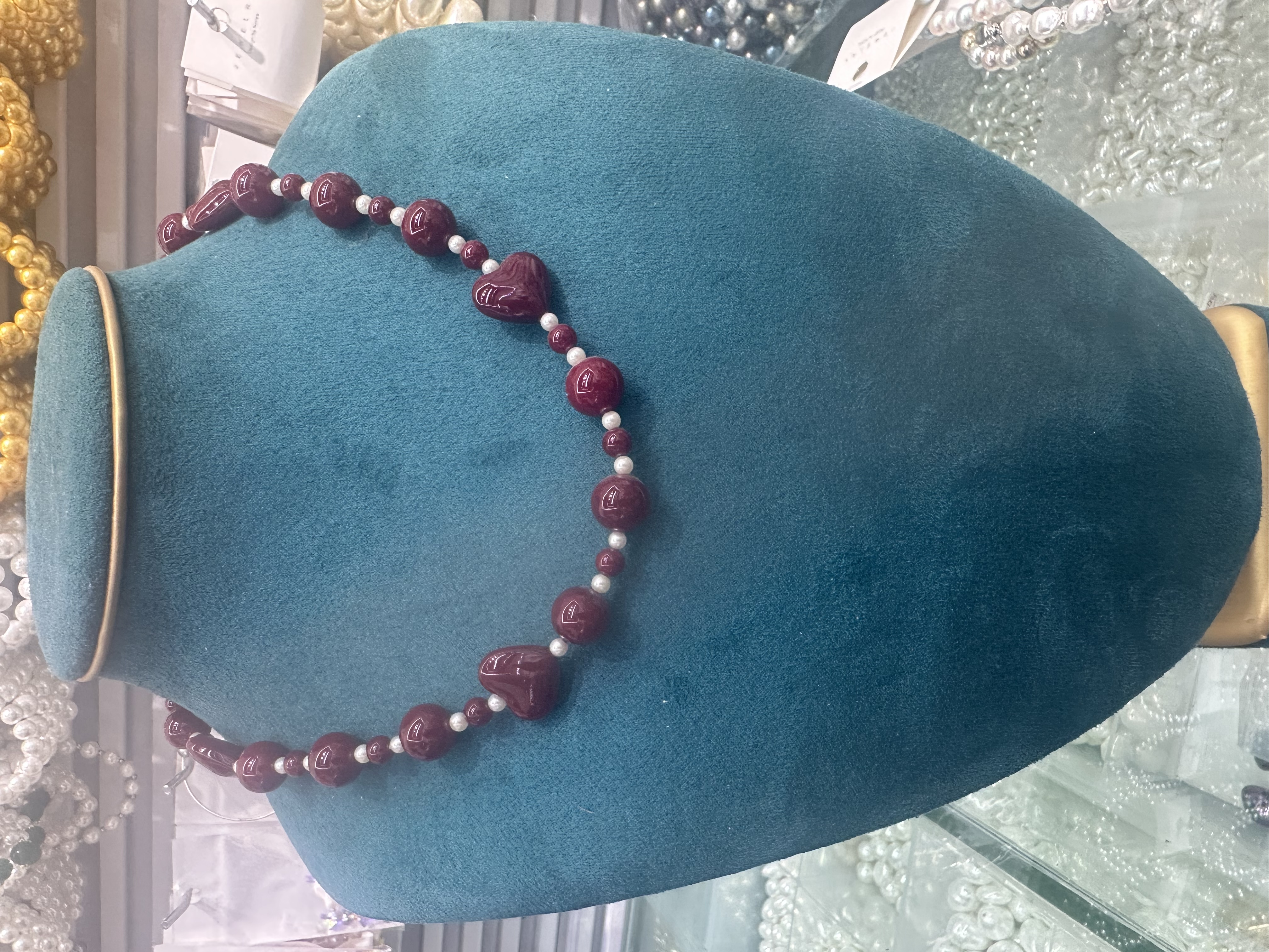 安可拉红色系，时尚流行款水晶玻璃珍．大昌珠宝A0004项链