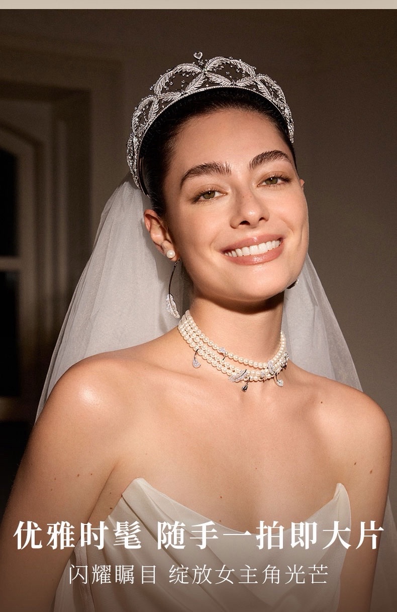 不锈钢珍珠水钻瓜链项链时尚简约女款首饰配饰百搭潮流白底实物图