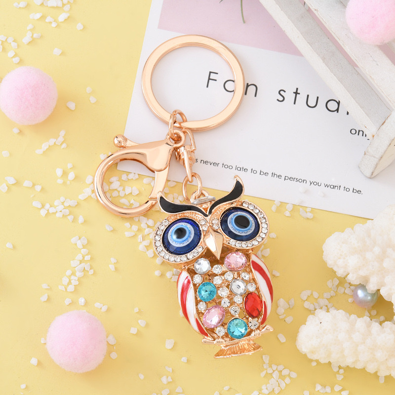 Owl water diamond keychain, key hanger, keychain glass wool felt pendant Specification image