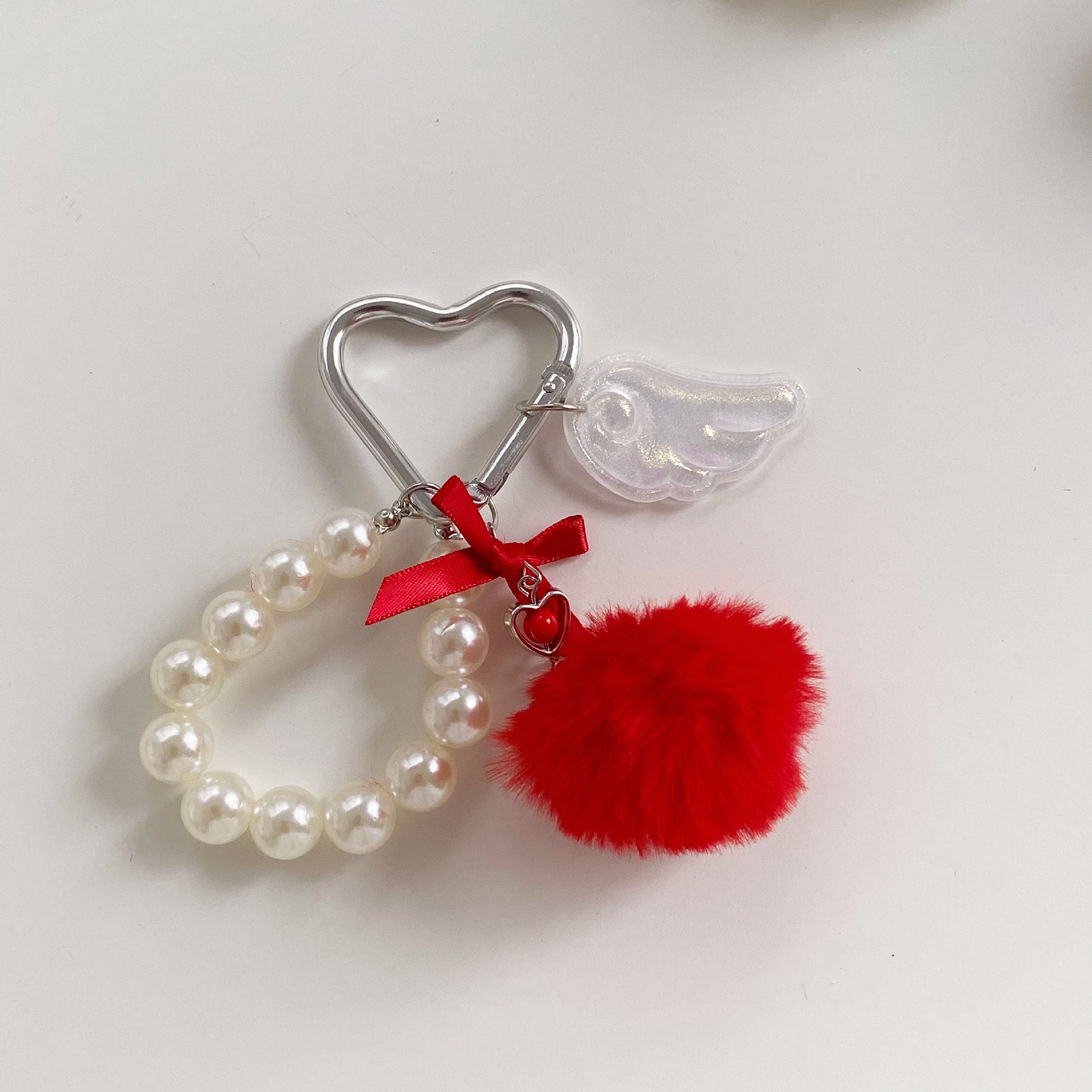 Pearl pom-pom wings, plush cute doll, bag, keychain, keychain detail image 8
