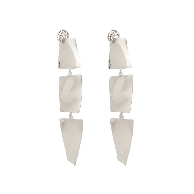 Fashionable And Elegant, Metallic Geometric Long Earrings, Simple Design, High-End Earstud, Mosquito Repellent Plate, Ear Clip details Picture