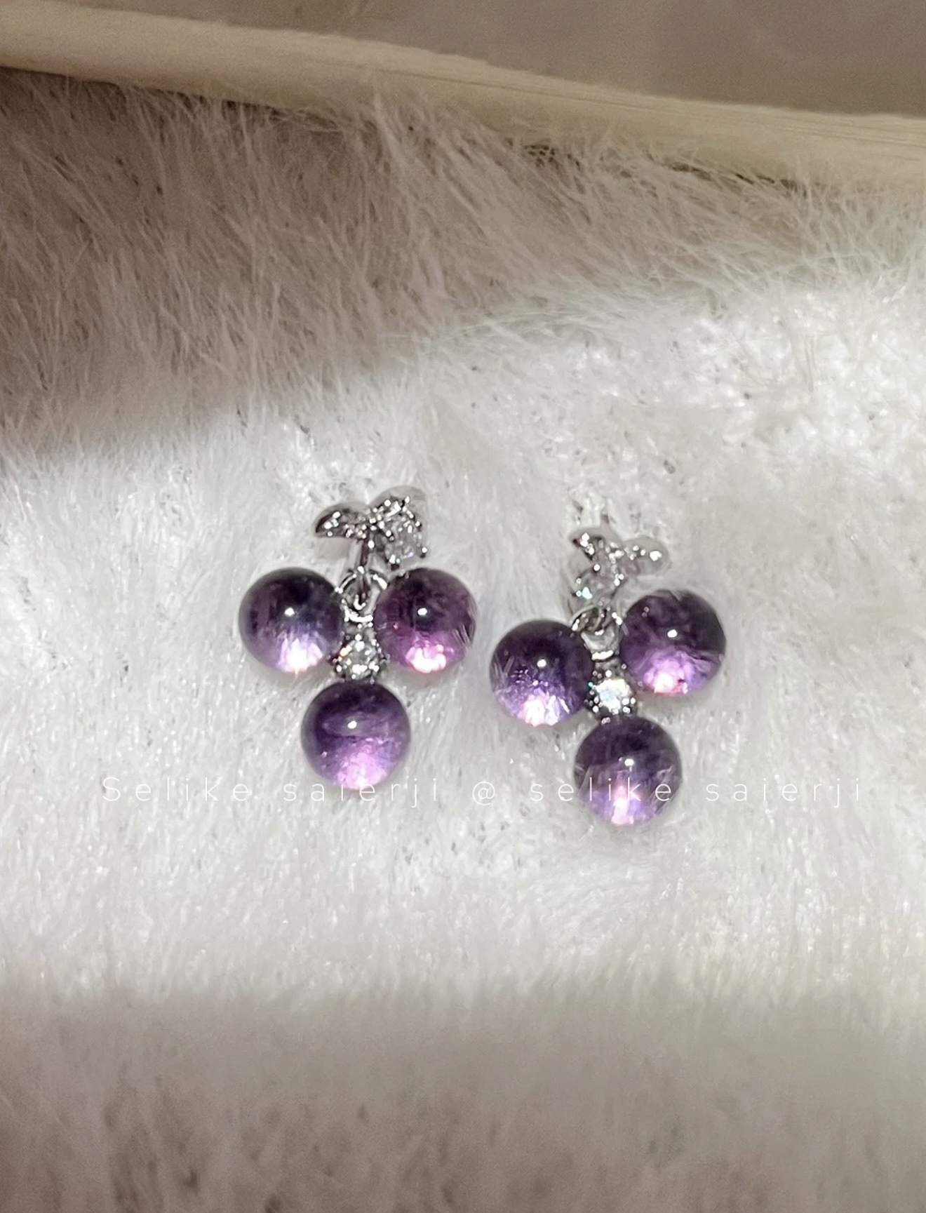 【 Juicy Grapes 】 Niche Design · Natural Amethyst · Fashionable Ear studs - High-end and Versatile earrings detail image 3