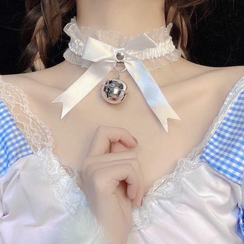 情趣内衣制服日系甜美可爱少女蝴蝶结松紧带蕾丝大铃铛项圈配饰女