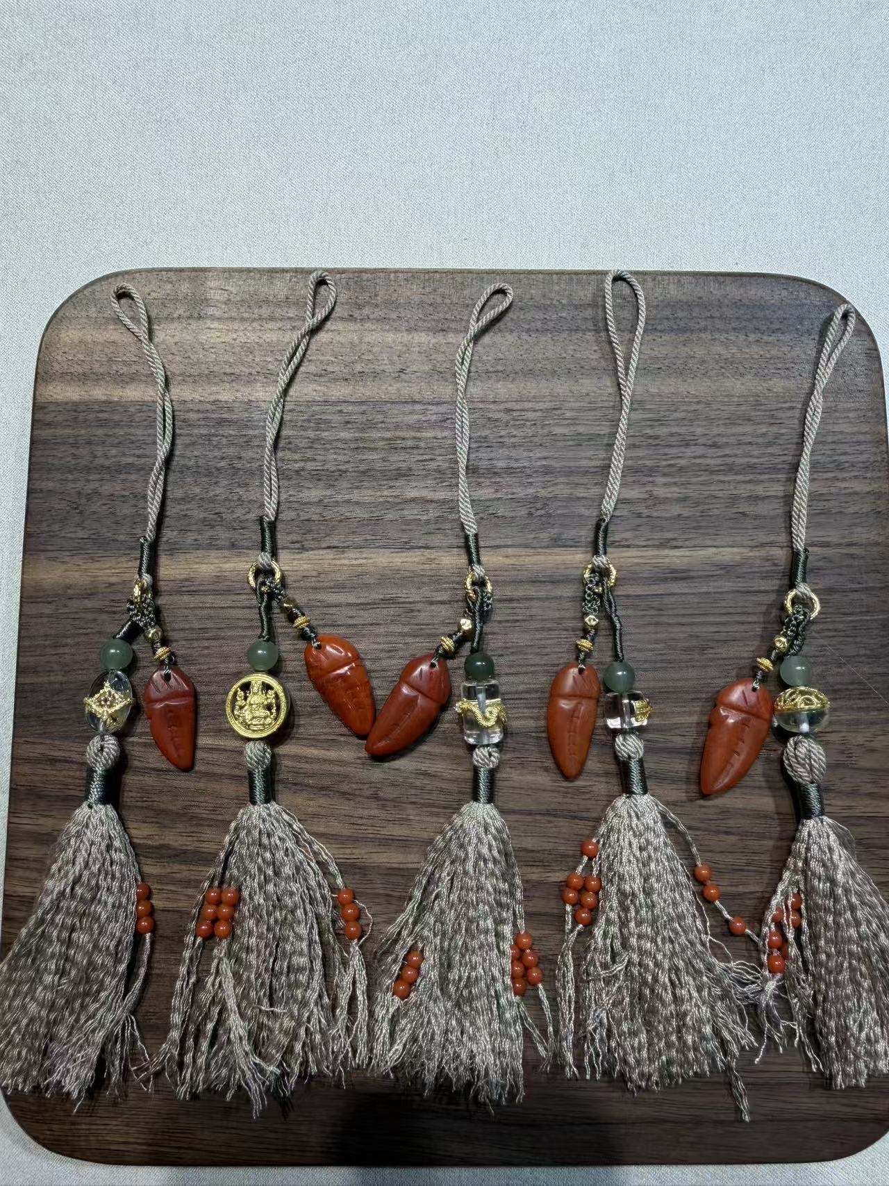 【一妃聚宝】纯手工DlY编绳流苏设计高级玛瑙银镶手机挂件手机链详情图1