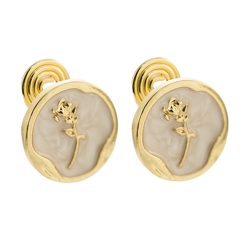 French Retro Light Luxury Golden Rose Earrings Are Simple, Elegant And Fashionable