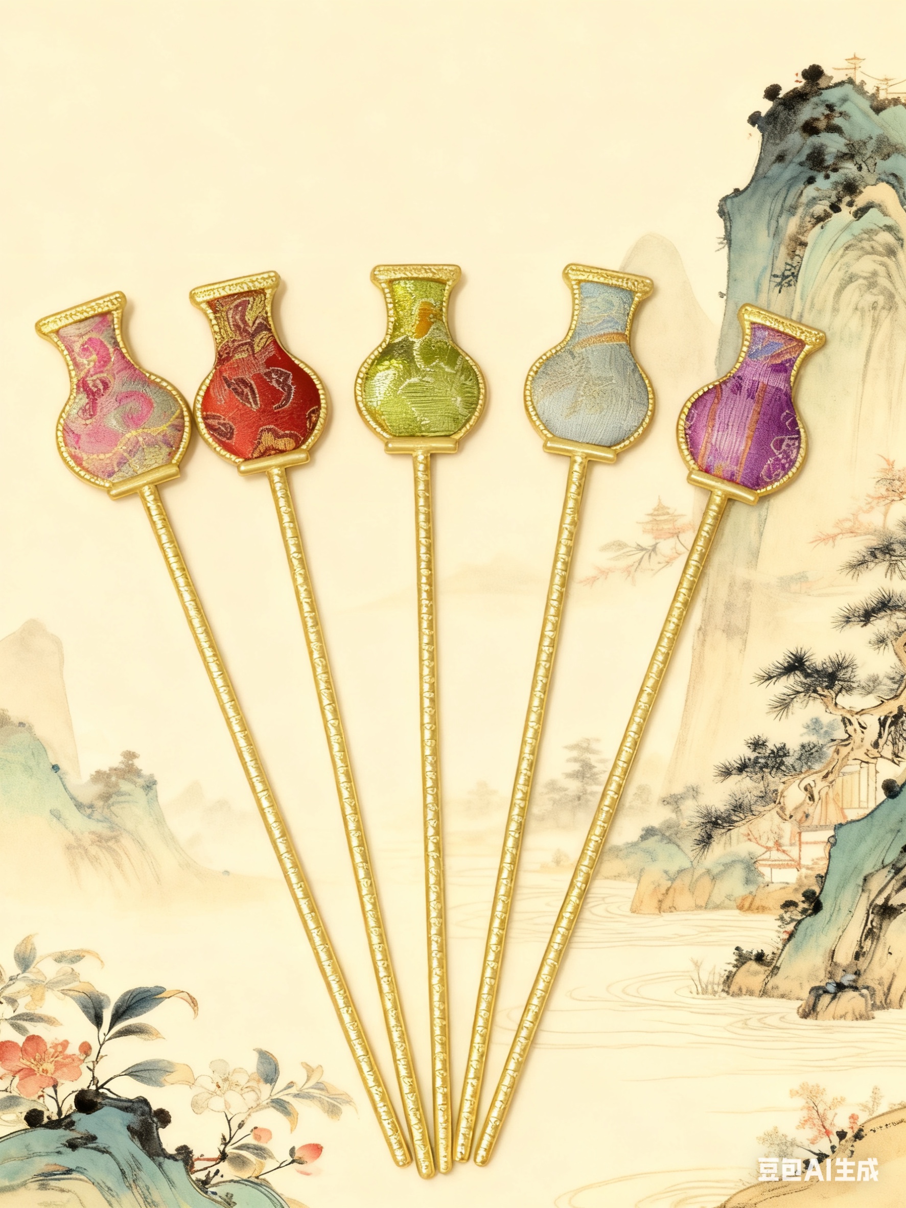 发簪传统手工宋锦头饰发簪子古典发饰发簪簪子宋锦头饰发簪细节图