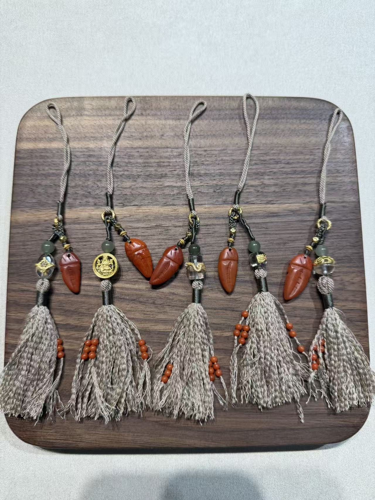 【一妃聚宝】纯手工DlY编绳流苏设计高级玛瑙银镶手机挂件手机链产品图