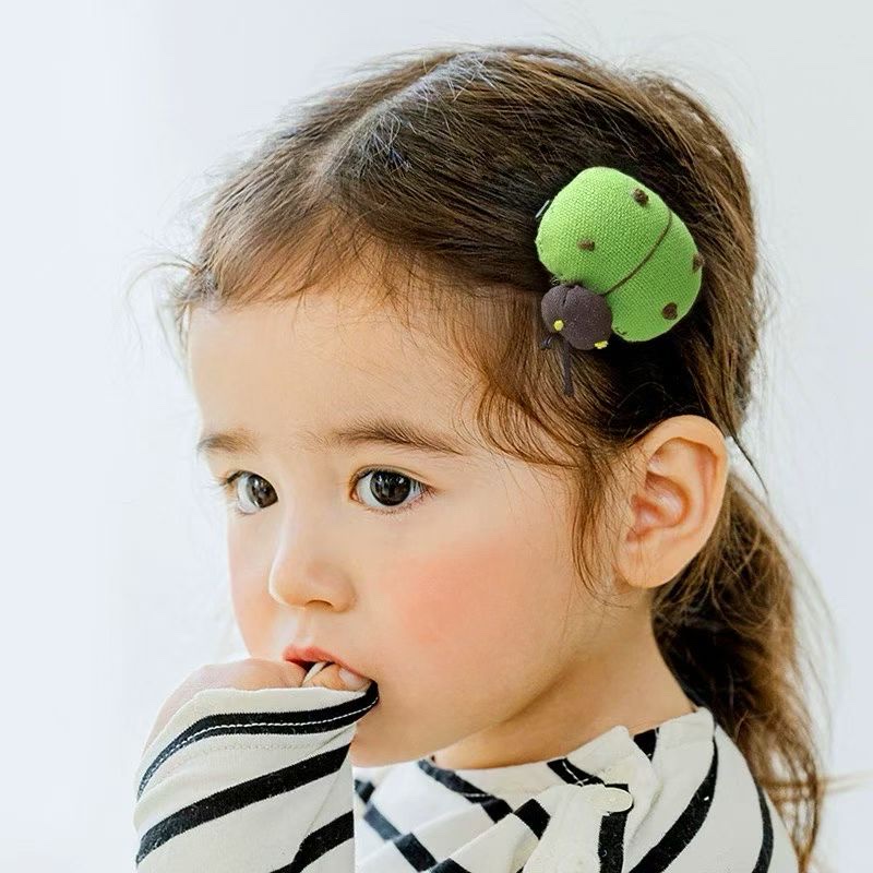 韩国儿童可爱充绒甲壳虫发夹宝宝刘海碎发夹七星瓢虫顶夹手工发饰新年红色发夹新年红色发夹