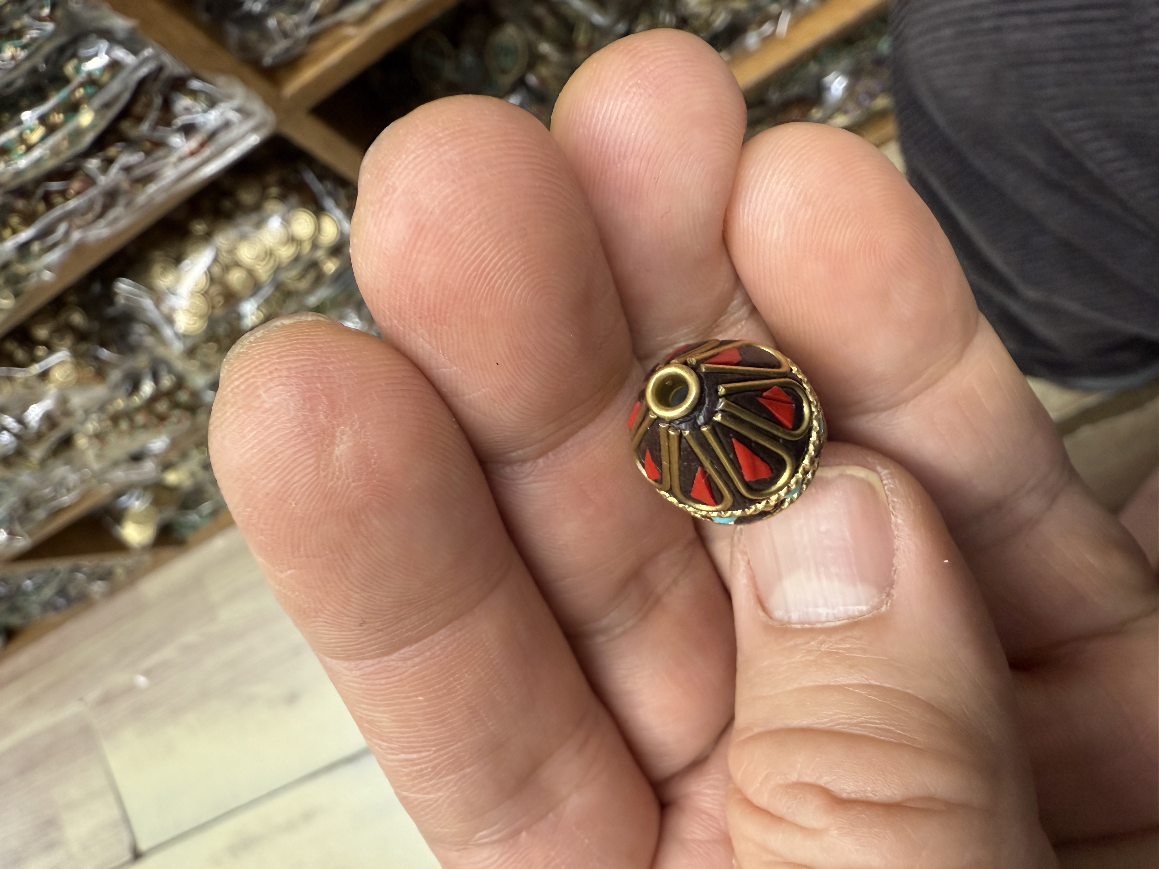 尼泊尔手工珠子珠子珍珠串珠米珠木珠手工DIY饰品配件多色装饰材料50颗