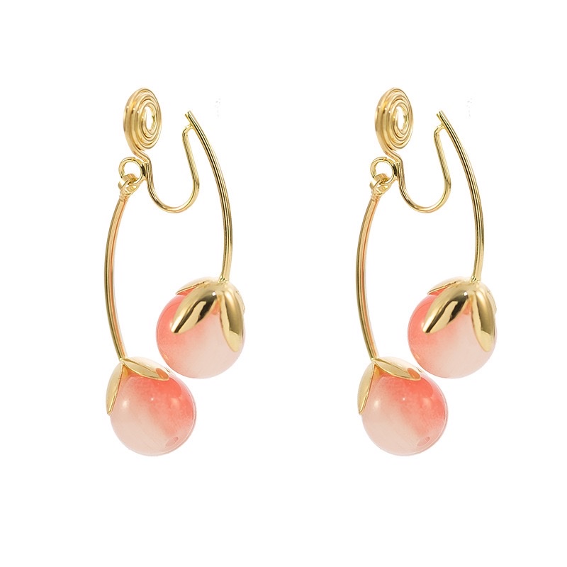 Super Sweet And Ethereal Pink Cherry Tomato Earrings, Long Earrings With A Unique Design Sense Specification drawing