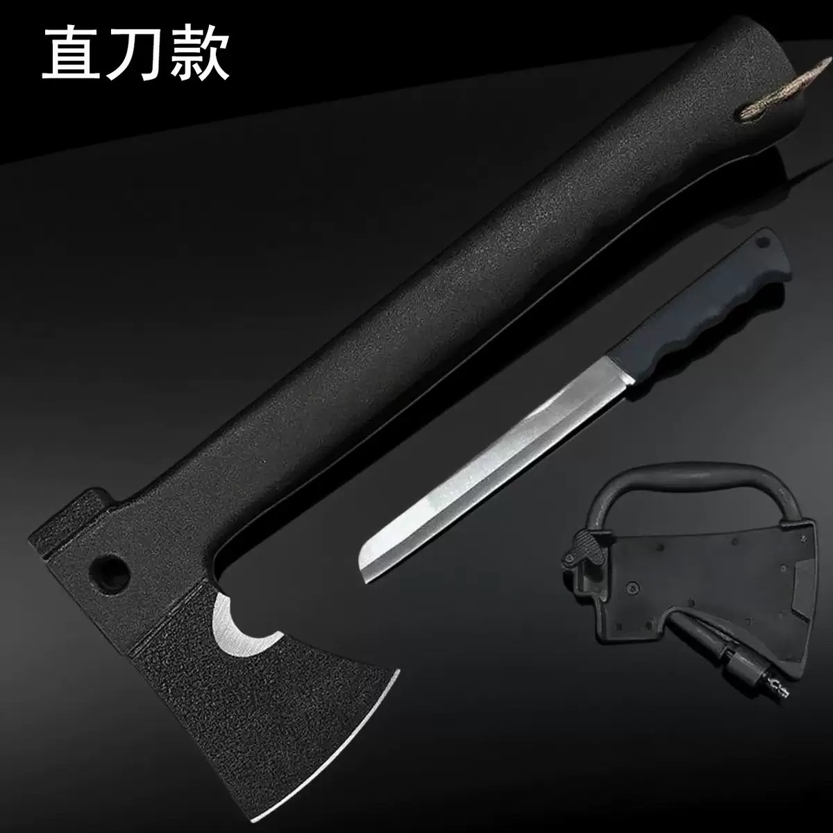 Outdoor multi-functional camping tactical axe, mountain-cutting, woodcutting, fire-fighting axe, vehicle-mounted camping, woodworking multi-purpose waist axe detail image 1