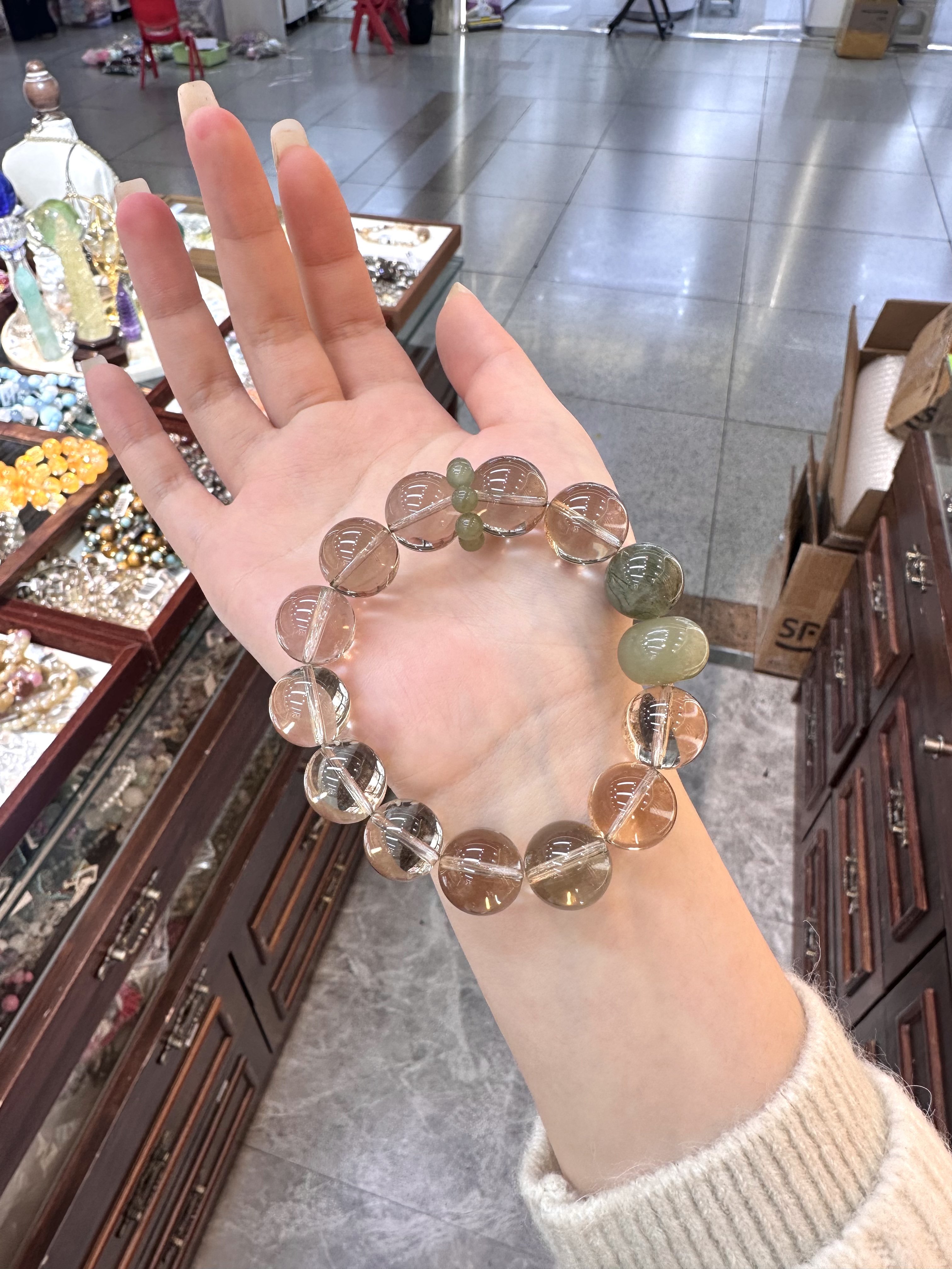 天然水晶 茶晶15mn左右 和田玉 绿发晶胚珠珠宝