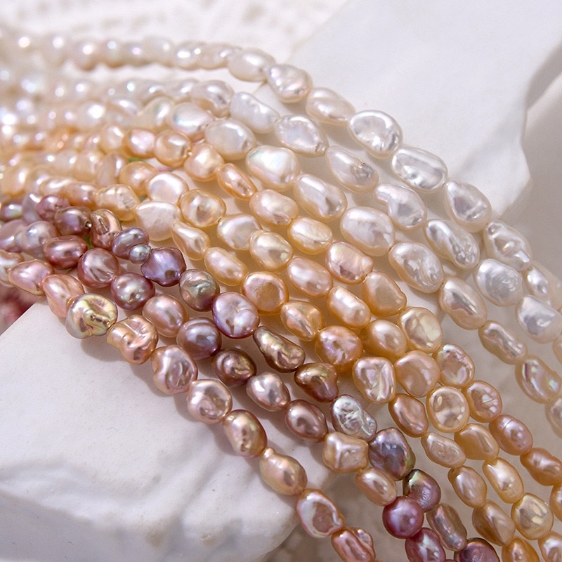 迷你碎银子白金紫三色天然淡水珍珠高品质再生珍珠细节图